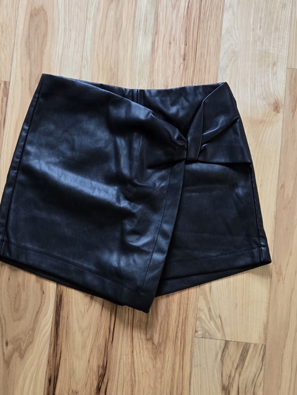 miami Black Faux Leather Mini Skirt with Pink Label